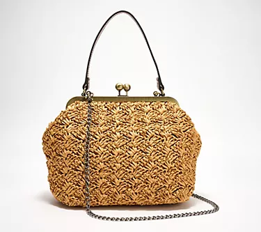 Patricia Nash Elara Straw Frame Crossbody with Chain & Leather Straps