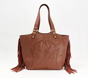 Vince Camuto Sandi Genuine Leather Tote with Fringe