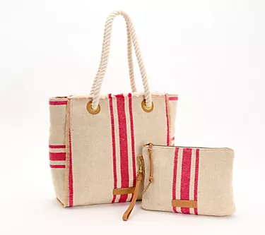 American Leather Co. Haven Canvas Tote & Wristlet Pouch