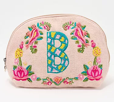 America & Beyond Embellished & Beaded Initial Pouch