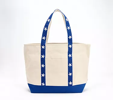 America & Beyond Embellished Zip Top Canvas Tote