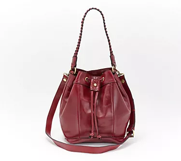 Patricia Nash Hallie Leather Drawstring Shoulder Bag w/ Crossbody Strap