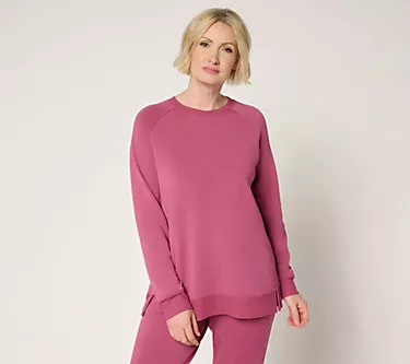 Belle by Kim Gravel ScubaLuxe Raglan Crew Sweatshirt