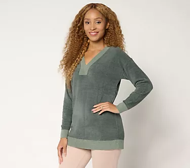 Barefoot Dreams Reg. CozyChic Ultra Lite Color Block V-Neck Tunic