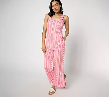 Denim & Co. Canyon Retreat Oasis Striped Jumpsuit
