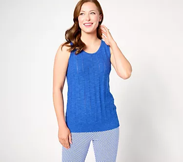 Susan Graver Pointelle Knit Sweater Tank