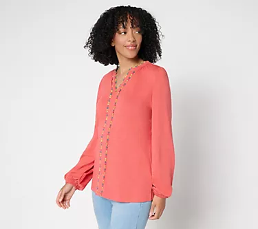 Belle by Kim Gravel Slub Knit Confetti Dot Multi Trim Top 1 43523-belle-by-kim-gravel-slub-knit-confetti-dot-multi-trim-top-1.webp