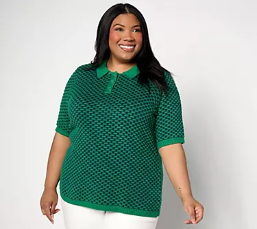 Sport Savvy Elbow Sleeve Polo Sweater