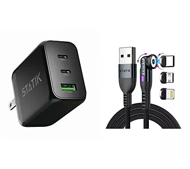 Curv Group 65WGaN Adapter w/ Statik 360 Universal Charge Cable