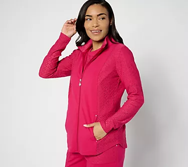 Sport Savvy Long-Sleeve Eyelet Mock-Neck Jacket