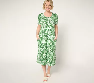 Denim & Co. Regular Favorite Jersey Short Sleeve Midi Dress