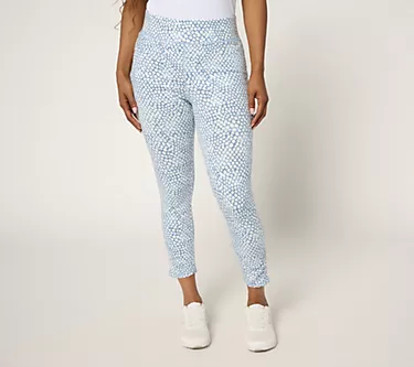 Denim & Co. Active Regular Duo Stretch Slim Leg Crop Pant w/ Ruching
