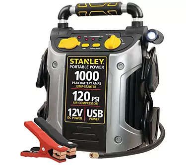 Stanley 500/1000 PEAK AMP Battery Starter, Compressor & Outle