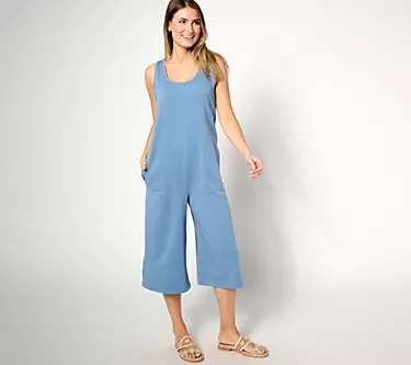 AnyBody Lounge Regular Beach Wash French Terry Crop Jumpsuit
