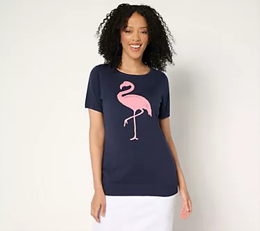 Belle Beach by Kim Gravel Let's Flamingle Sweater with Embellishment