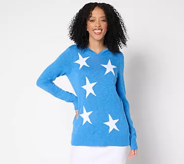 Belle by Kim Gravel Summer Stars Slub Sweater Hoodie