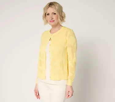 BEAUTIFUL by Lawrence Zarian 100% Cotton Novelty Stitch Cardigan