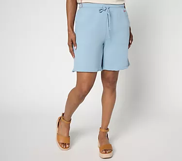 Peace Love World French Terry Shorts with Raw Edge