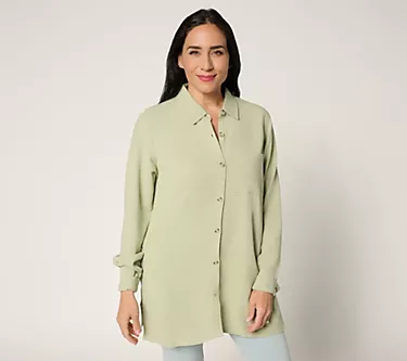 Belle by Kim Gravel Regular Riviera Linen Button Up Big Shirt