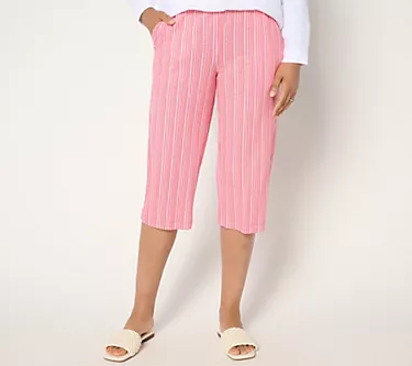 Belle Beach by Kim Gravel Regular Cabana Knit Striped Capri Pant