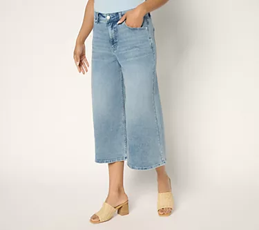 Me by Jennie Garth Petite Indigo Monty Wide leg Cropped Jean