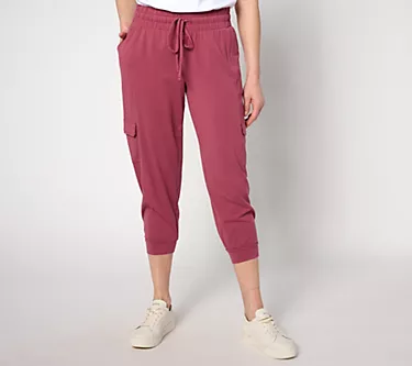 AnyBody Lounge Cozy Knit Cropped Cargo Joggers