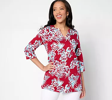 Quacker Factory Sparkle and Shine Tropical Bliss Tunic Top