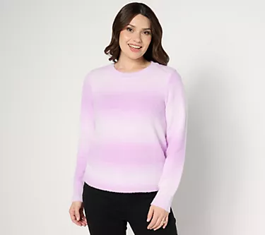 AnyBody Eyelash Yarn Long Sleeve Ombre Sweater