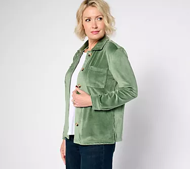 MUK LUKS Cord Rib Button-Front Shacket