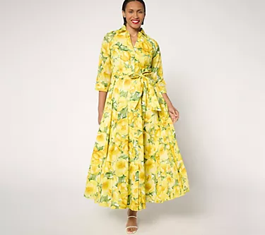 Carla Rockmore Collection Regular 100% Cotton Printed Shirtdress