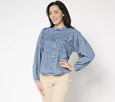 Me by Jennie Garth Dahlia Indigo Cotton Denim Shirt