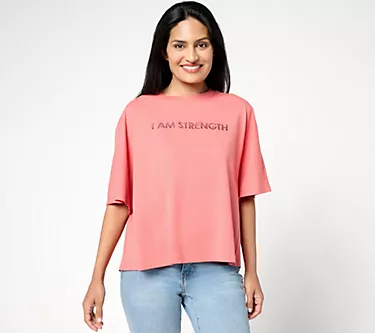 Peace Love World Boheme Sueded Cotton Graphic Tee with Embroidery