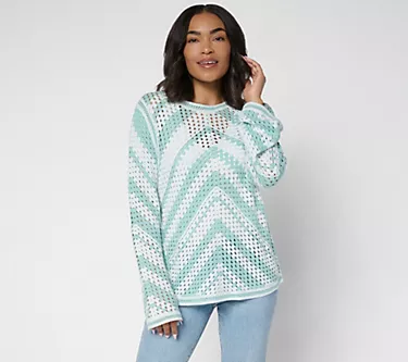 BEAUTIFUL by Lawrence Zarian 100% Cotton Novelty Summer Sweater