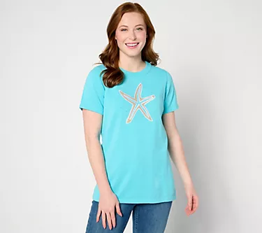 Quacker Factory Nautical Rope Short Sleeve Sweater