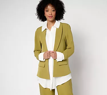 by Stacy London Crepe Blazer with Attached Shirt