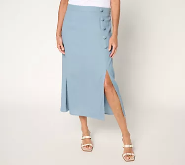 Me by Jennie Garth Petite Linen Blend Midi Skirt