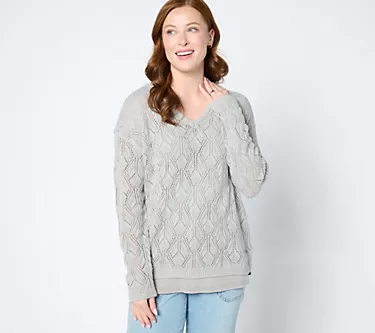 Peace Love World Boheme Open-Stitch Novelty Sweater