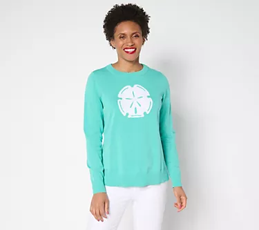 Belle by Kim Gravel Jeweled Sealife Boatneck Sweater