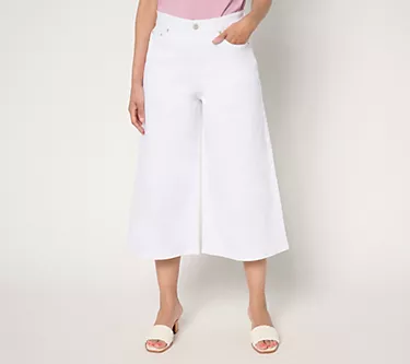 Me by Jennie Garth Regular White Monty Wide Leg Cropped Jean