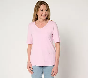 Denim & Co. Essentials Textured Knit Top with Pocket Detail