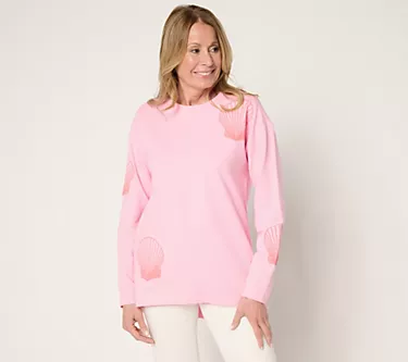 Denim & Co. French Terry Crew Neck Puff Print Pullover