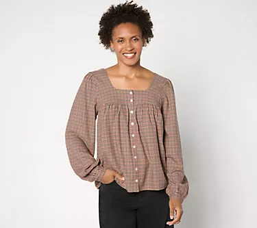 Me by Jennie Garth Harlow Printed Square Neck Blouse