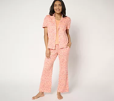 MUK LUKS Cloud Knit and Ribbed Knit Three Piece Pajama Set