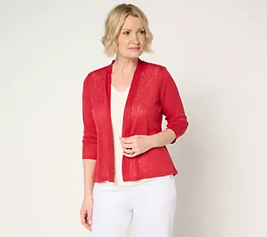 Denim & Co. Essentials 3/4 Sleeve Slub Knit Cardigan