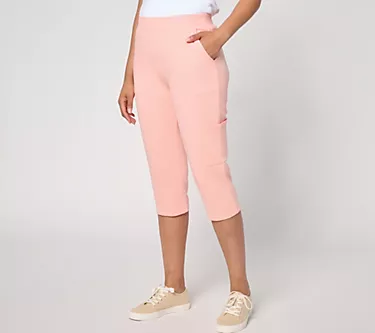 Denim & Co. Active French Terry Cargo Capri Pants
