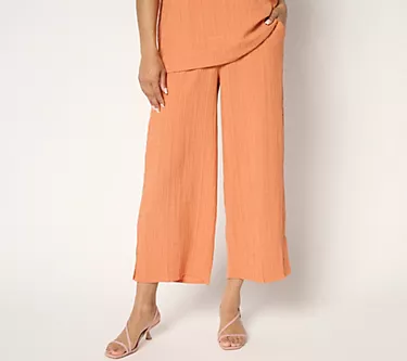 Joan Rivers Regular Textured Crop Pants with Side Slits