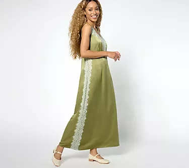 Me by Jennie Garth Petite Sailor Satin Maxi Dress