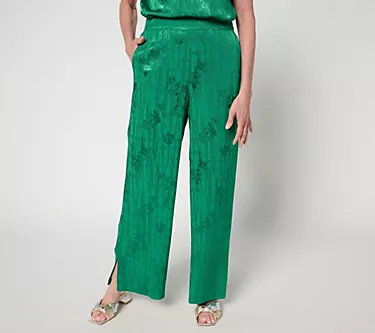 Carla Rockmore Collection Petite Pull-On Side Slit Foil Ankle Pant