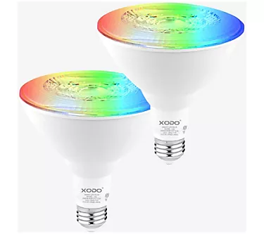 XODO Smart Floodlight LED Bulb 2-Pack Multi-Color WiFi E26 11W