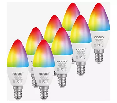 XODO Smart Candelabra LED Bulb 8-Pack Multi-Color WiFi E12 5W